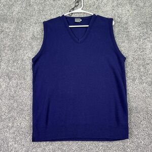 Mister Man Sweater Vest Mens Medium Blue Acrylic Knit V Neck Made USA Casual